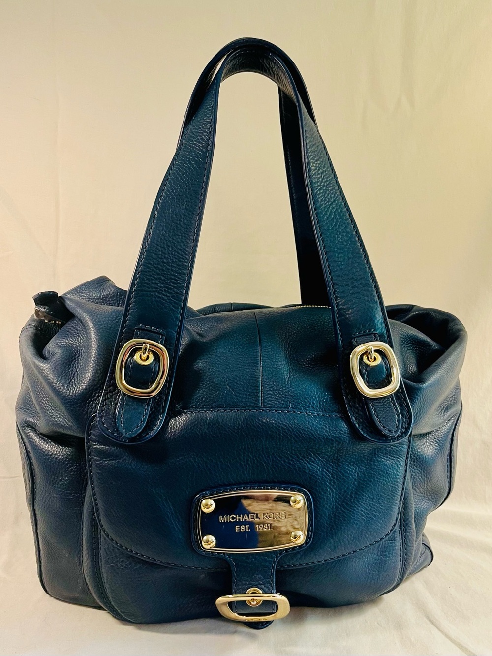 Michael Kors "Hudson" Navy Leather Large Hobo Bag, VTG w/ Orig. Tags & Dustbag